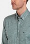 Giordano Cotton Satin Geometric V-Shape Pattern Ivy Button Down Shirt Green-Navy