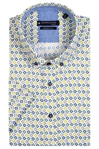 Giordano Cotton Slub Multi Pattern League Button Down Overhemd Groen-Multi