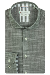 Giordano Cotton Slub Row Cutaway Collar Overhemd Groen