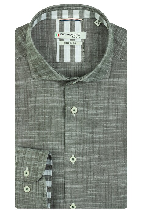 Giordano Cotton Slub Row Cutaway Collar Overhemd Groen