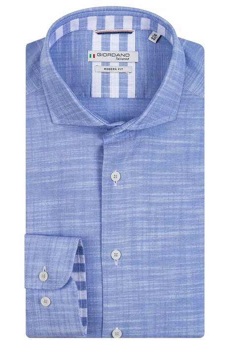 Giordano Cotton Slub Row Cutaway Collar Overhemd Licht Blauw