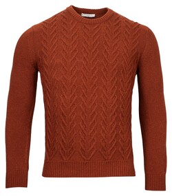 Giordano Crew Neck Fantasy Cable Knit Wool Blend With Cashmere Pullover Brique