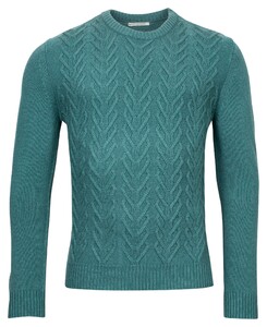 Giordano Crew Neck Fantasy Cable Knit Wool Blend With Cashmere Pullover Green