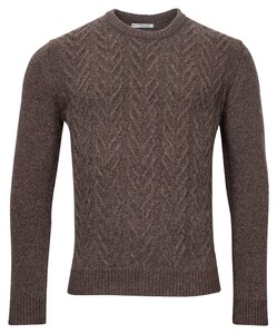 Giordano Crew Neck Fantasy Cable Knit Wool Blend With Cashmere Pullover Taupe