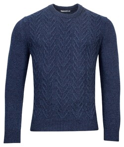 Giordano Crew Neck Fantasy Cable Knit Wool Blend With Cashmere Trui Indigo
