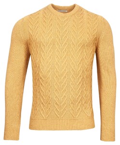 Giordano Crew Neck Fantasy Cable Knit Wool Blend With Cashmere Trui Oker