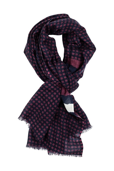 Giordano Dot With Border Pure Wool Scarf Burgundy-Navy