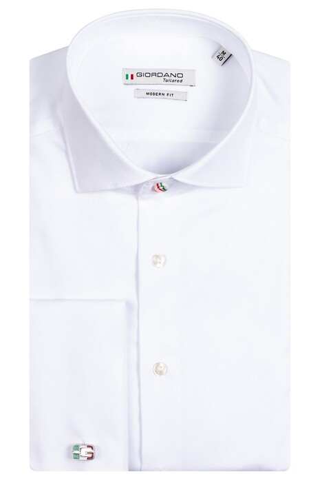 Giordano Dress French Cuff G Logo Cufflinks Twill Overhemd Wit