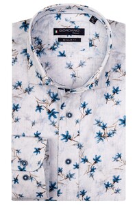 Giordano Edward Cutaway Foral Pattern Katoen Linnen Overhemd Wit-Blauw