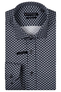 Giordano Edward Graphic Squares Circles Pattern Overhemd Navy-Wit