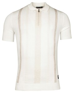Giordano Enzo Knitted Melange Vertical Stripe Zip Collar Polo Zand