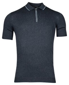 Giordano Enzo Knitted Melange Zip Collar Polo Navy