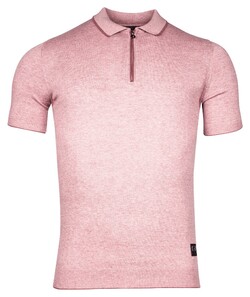 Giordano Enzo Knitted Melange Zip Collar Polo Rood