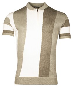 Giordano Enzo Knitted Vertical Diagonal Stripe Zip Polo Appel