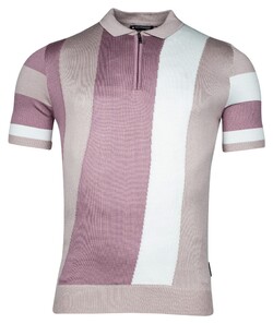 Giordano Enzo Knitted Vertical Diagonal Stripe Zip Poloshirt Mauve