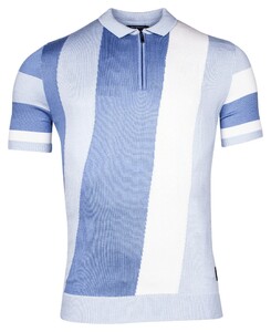 Giordano Enzo Knitted Vertical Diagonal Stripe Zip Poloshirt Navy