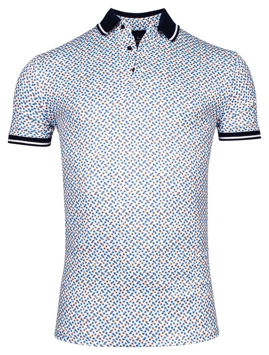 Giordano Fabio Dynamic Flex Geometric Dot Circles Polo Oranje-Blauw