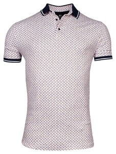 Giordano Fabio Dynamic Flex Geometric Dot Circles Poloshirt Red-Orange-Brown