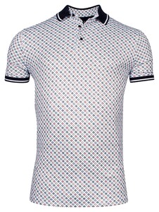 Giordano Fabio Dynamic Flex Shadow Diamond Pattern Polo Bruin-Blauw-Rood