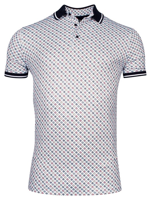 Giordano Fabio Dynamic Flex Shadow Diamond Pattern Polo Bruin-Blauw-Rood