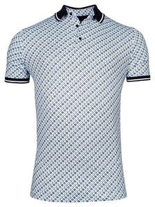 Giordano Fabio Dynamic Flex Shadow Diamond Pattern Polo Groen-Blauw