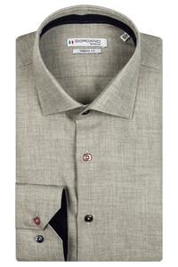 Giordano Faux Uni Cotton Wool Maggiore Semi Cutaway Overhemd Donker Groen