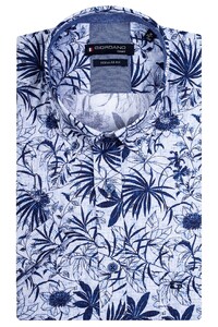 Giordano Fine Check Plants Pattern League Button Down Shirt Light Blue-Navy