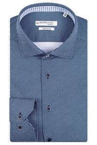 Giordano Fine Pattern Maggiore Semi Cutaway Technical Jersey Overhemd Dark Navy