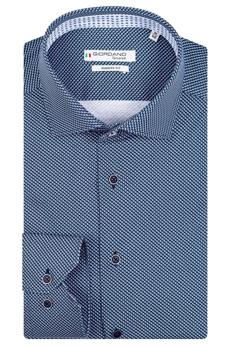 Giordano Fine Pattern Maggiore Semi Cutaway Technical Jersey Overhemd Dark Navy