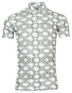 Giordano Flower Pattern Piqué Polo Olive-Off White