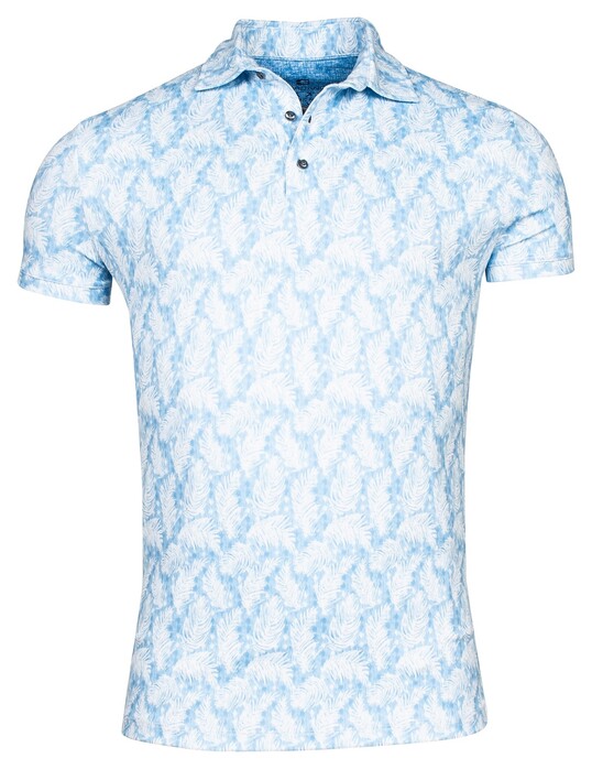 Giordano Formentini Dynamic Flex Feather Pattern Polo Licht Blauw