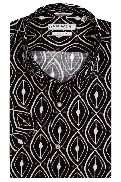 Giordano Front African Fantasy Pattern Shirt Black