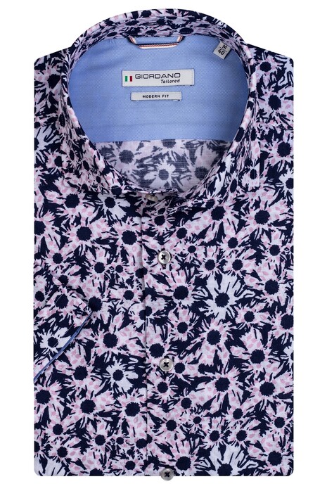 Giordano Front Cutaway Floral Pattern Shirt Light Pink