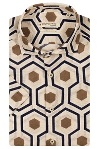 Giordano Front Cutaway Graphic Pattern Overhemd Zand-Navy