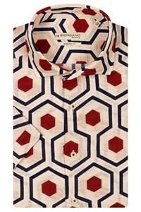 Giordano Front Cutaway Graphic Pattern Shirt Red-Navy