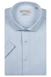 Giordano Front Cutaway Seersucker Fine Stripe Shirt Light Blue