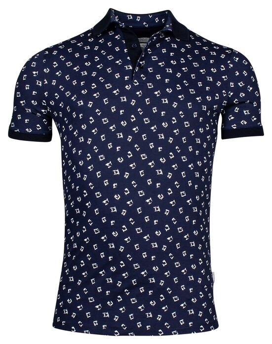 Giordano Genardi Piqué Fantasy Squares Polo Navy