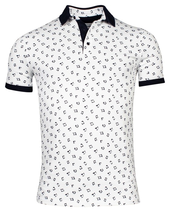 Giordano Genardi Piqué Fantasy Squares Polo Optical White