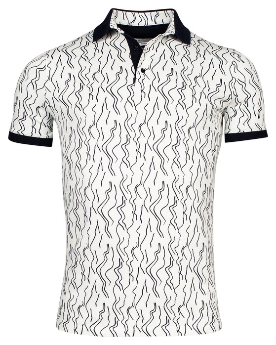 Giordano Genardi Piqué Fantasy Wave Lines Polo Optical White