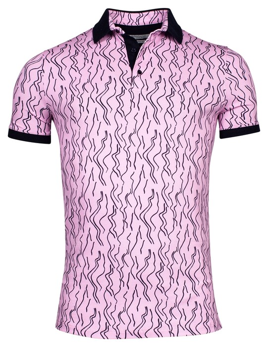 Giordano Genardi Piqué Fantasy Wave Lines Polo Roze