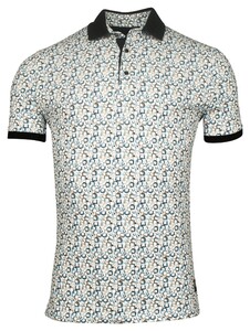 Giordano Genardi Subtle Stretch Graphic Squares Pattern Piqué Polo Navy-Multi