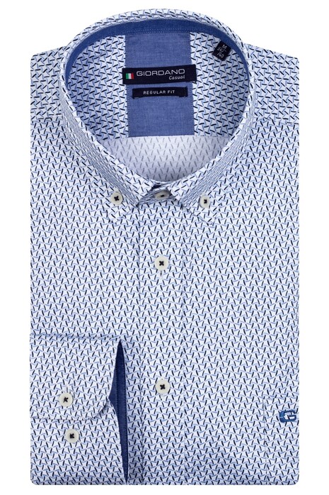 Giordano Graphic Pattern Ivy Button Down Cotton Satin Shirt Navy