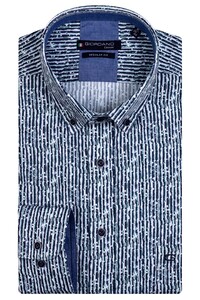Giordano Graphic Stripes Ivy Button Down Overhemd Donkergroen-Navy