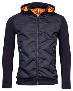 Giordano Hybrid Bomber Removable Hood Laser Fused Down Filled Jack Navy-Oranje
