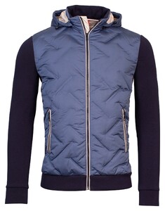 Giordano Hybrid Bomber Removeable Hood Down Filled Jersey Contrast Jack Jeans Blue-Navy