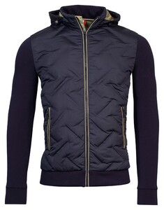 Giordano Hybrid Bomber Removeable Hood Down Filled Jersey Contrast Jack Navy-Navy