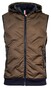 Giordano Hybrid Removable Hood Laser Fused Down Filled Jersey Contrast Body-Warmer Brown-Navy