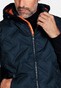 Giordano Hybrid Removable Hood Laser Fused Down Filled Jersey Contrast Body-Warmer Navy-Orange