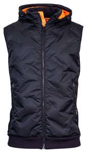 Giordano Hybrid Removable Hood Laser Fused Down Filled Jersey Contrast Body-Warmer Navy-Orange