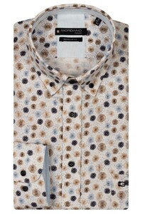 Giordano Ivy Abstract Flower Pattern Satin Subtle Stretch Overhemd Navy-Multi